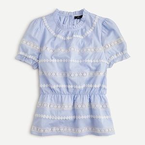 Women’s J Crew daisy chain ruffled neck top